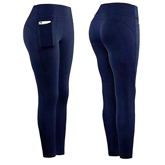 Amazon Pants - Women’s BNWT Navy Pocket Fitness Stretch Leggings